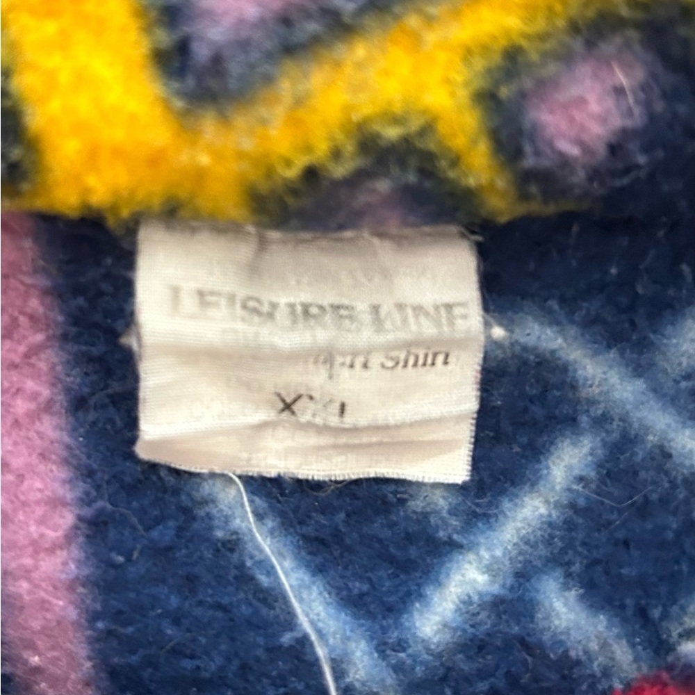 Colorful Patterned Fleece Pullover - image 3